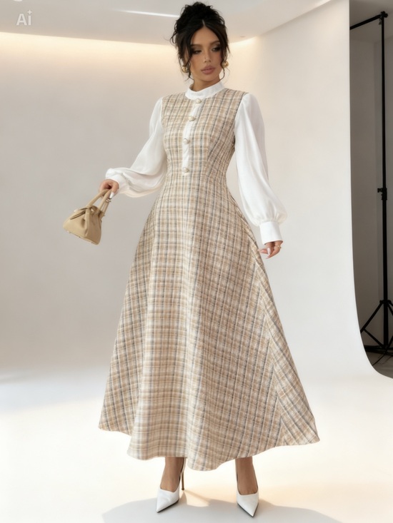Amazon Dresses & Skirts - ✨ Elegant Patchwork Tweed Midi Dress – Size M